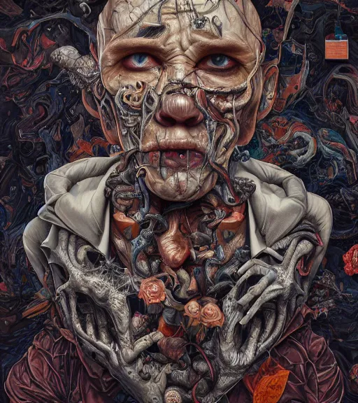 Prompt: portrait, nightmare anomalies, marlboro by dariusz zawadzki, kenneth blom, mental alchemy, james jean, pablo amaringo, naudline pierre, contemporary art, hyper detailed