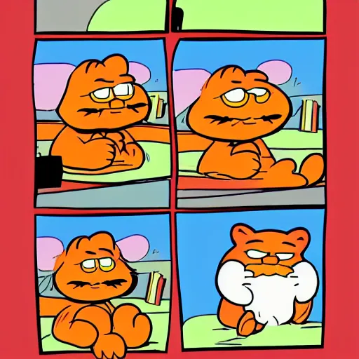 Image similar to garfield in the style of jim davis, animated, cartoon