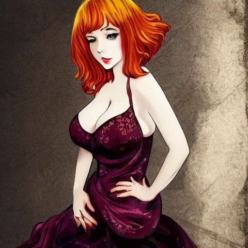 Image similar to Christina Hendricks with anime style, bath,