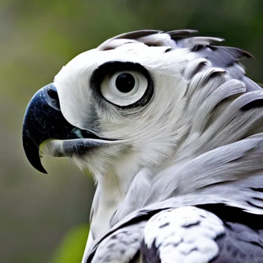 Image similar to close up of a side view face of a harpy eagle