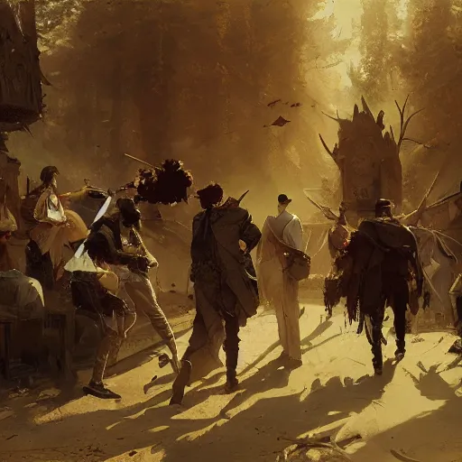 Prompt: omar ortiz, carl spitzweg, ismail inceoglu, vdragan bibin, hans thoma, greg rutkowski, alexandros pyromallis