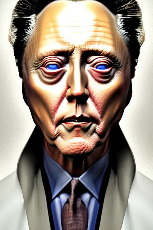 Prompt: hyperrealistic mixed media painting of Christopher Walken, full body, stunning 3d render inspired art by P. Craig Russell and Barry Windsor-Smith + perfect facial symmetry + dim volumetric lighting, 8k octane beautifully detailed render, post-processing, extremely hyperdetailed, intricate, epic composition, grim yet sparkling atmosphere, cinematic lighting + masterpiece, trending on artstation, very very detailed, masterpiece, stunning