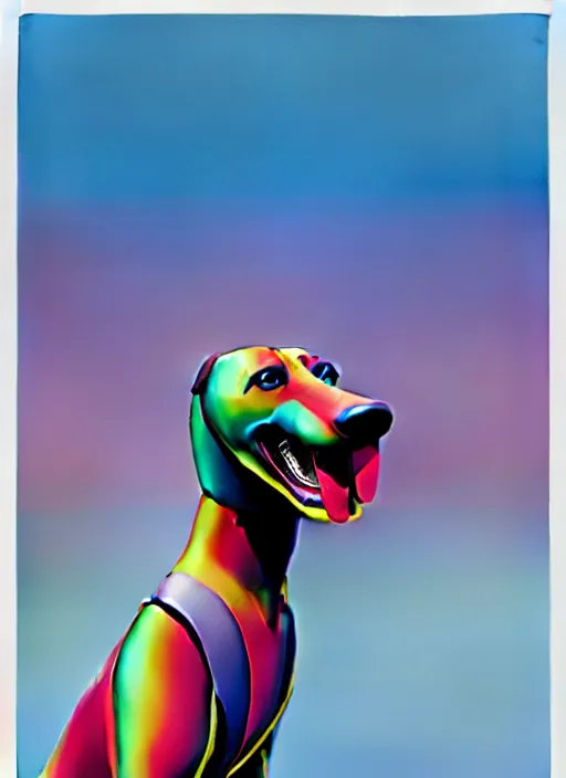 Image similar to greyhound dog statue by shusei nagaoka, kaws, david rudnick, airbrush on canvas, pastell colours, cell shaded, 8 k