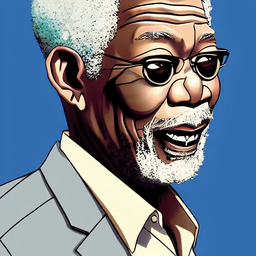 Prompt: Morgan Freeman Anime Character