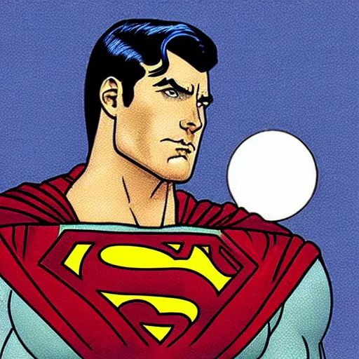 Prompt: Superman pondering his Orb by Todd Lockwood