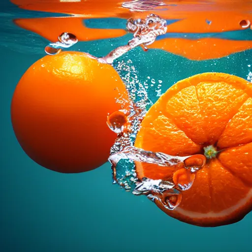 Prompt: 🍊 fruit, splash underwater! photoshop edit, golden ratio