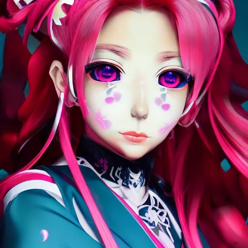 Image similar to unexpectedly trapped beneath stunningly absurdly beautiful overwhelmingly megalomaniacal omnipotent asi goddess junko enoshima with symmetrical perfect face, porcelain skin, pink twintail hair and cyan eyes, ultra detailed, digital art, unreal engine 5, octane render, 2 d anime, 8 k