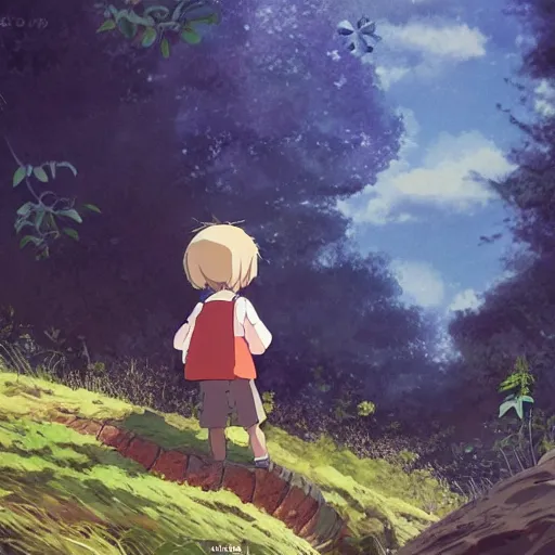 Prompt: friendly guy and small creature , with Fragile looking character made by Studio Ghibli highly detailed art, beautiful scene, sharp focus, smooth, High contrast, depth of field, 8k, anime art