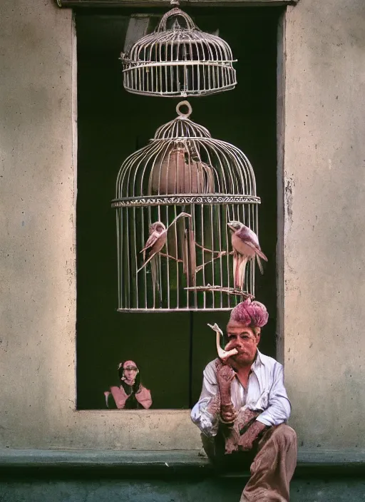 Image similar to a person with a birdcage instead of head, natural light, smooth, detailed face, magazine, press, photo, steve mccurry, david lazar, canon, nikon, focus