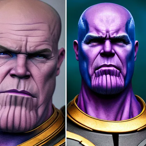 Image similar to thanos as putin, Cinematic, Portrait, Ultra-HD, Beautiful Lighting, insanely detailed and intricate, hypermaximalist, elegant, ornate, hyper realistic, super detailed