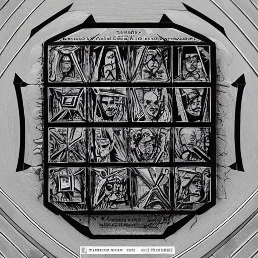 Image similar to razorpunk qr code of Dr. Manhattan disguised as the hexagonal hypercube portal odd nerdrum jonas de ro jim mahfood luis royo nicola samori aquatint embossing stamp