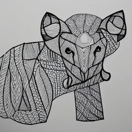 Image similar to picture of an animal from a children's coloring book, simple line art