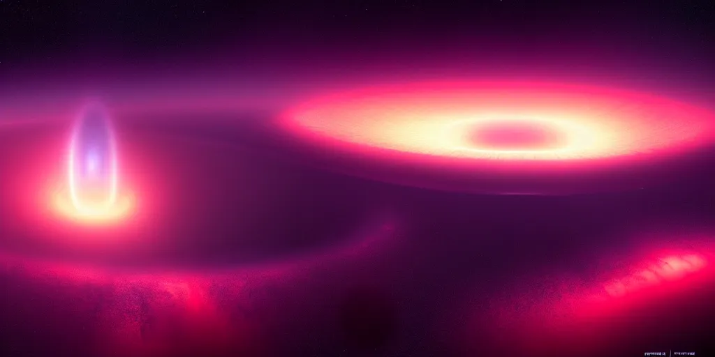 Image similar to giant glowing black hole in deep space, portal, day, ultra high definition, ultra detailed, sci - fi, dark fantasy, by paul chadeisson and denis villeneuve