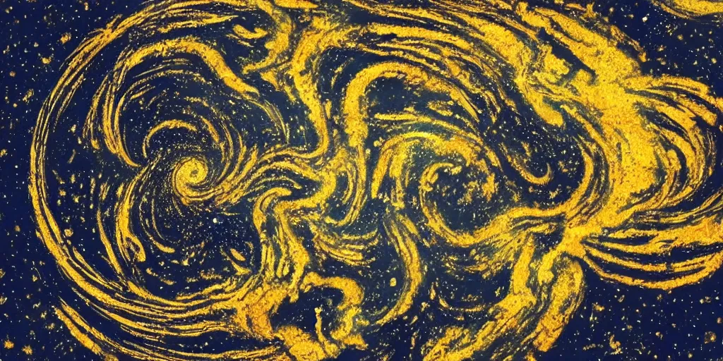 Image similar to realistic scene of cosmic trip, golden, 1 4 5 0, ink, ultra realistic, 8 k