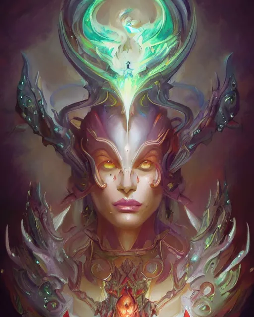 Prompt: portrait of a beautiful demonic cybernetic emanation, by pete mohrbacher and artgerm and wlop, digital art, highly detailed, intricate, fantasy, mystical, Trending on Artstation HQ, deviantart, unreal engine, 4K UHD image