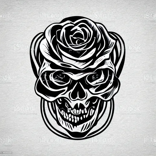 Image similar to rose n skull tattoo vector art