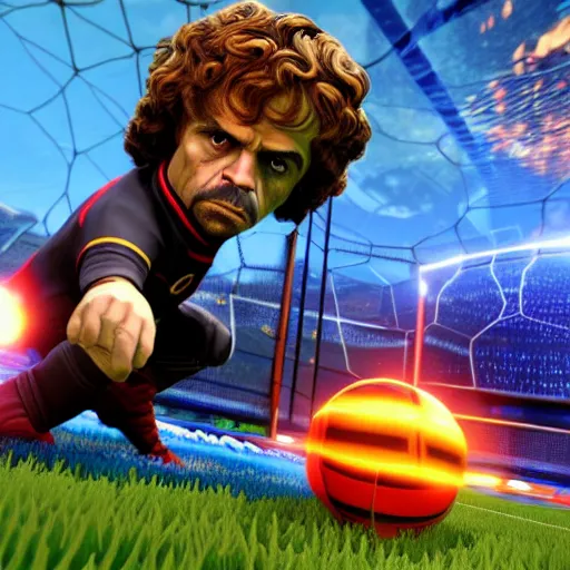 Prompt: Gameplay screenshot of Tyrion Lannister in Rocket League, Unreal Engine, 4k