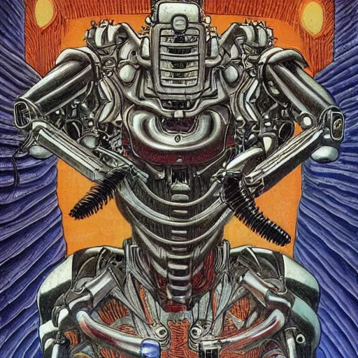 Prompt: beautifully colored combat mecha by m. c. escher, junji ito h. r. giger