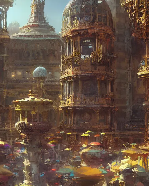 Prompt: craig mullins and ghibli digital illustration of world's columbian exposition, strong contrast, unreal engine, hyper realism, realistic shading, cinematic composition, realistic render, octane render, detailed textures, photorealistic, wide shot