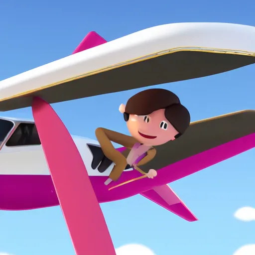 Image similar to Rose Quartz flying with a handsome brunette pilot, cessna glider plane, 3d, Steven Universe style,