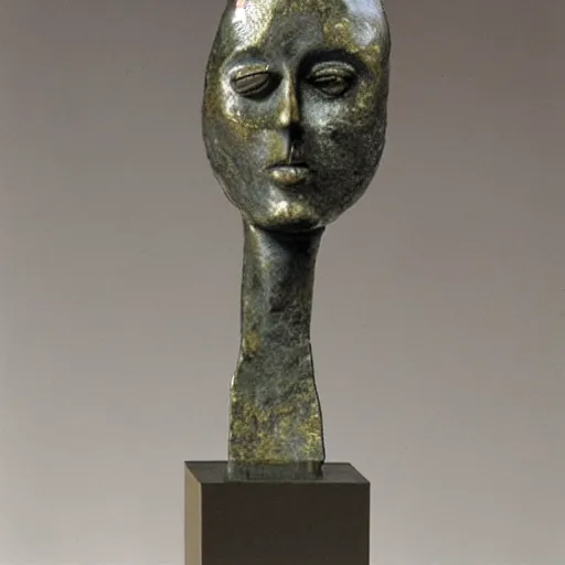 Image similar to melting metal statue of manon and gregoire, giacometti