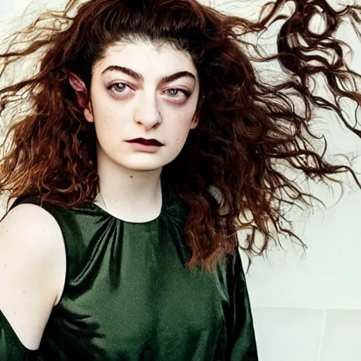 Image similar to lorde, extremely pretty and physically attractive, magazine photoshoot