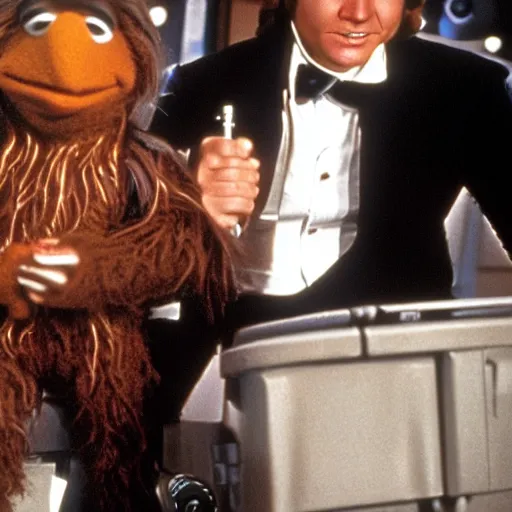 Prompt: han solo hosting the muppet show