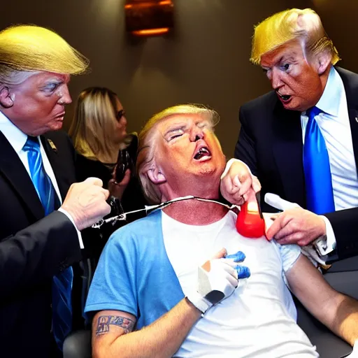 Image similar to donald trump with an iv drip