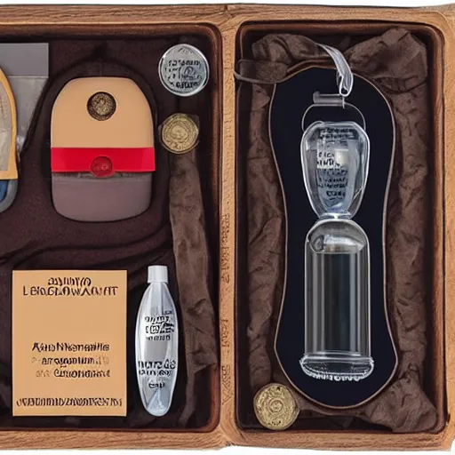 Image similar to A condom survival kit designed by LeonardoDaVinci, patent style