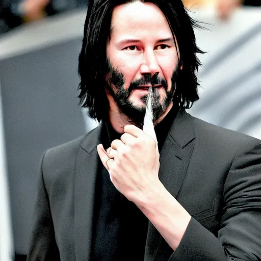 Prompt: keanu reeves as fience wolverine in emotional movement,