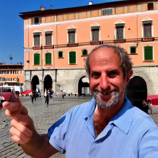 Image similar to friendly looking local from Bologna offering you a cotoletta in Piazza Cavour