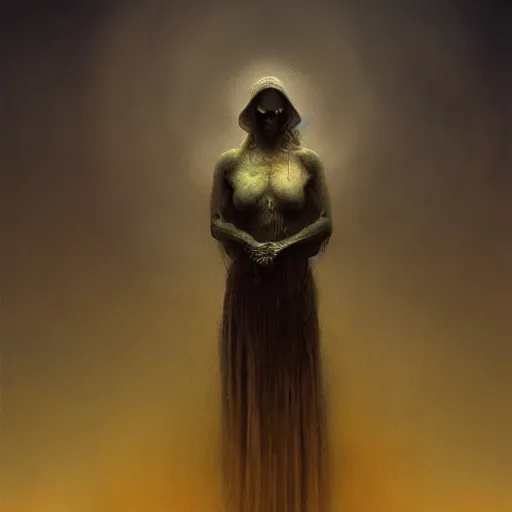 Image similar to angel of death collecting souls in the style of zdzislaw beksinski, horrific, digital painting, CG render, unreal, fantasy, dramatic, concept art, artstation, smooth, sharp focus