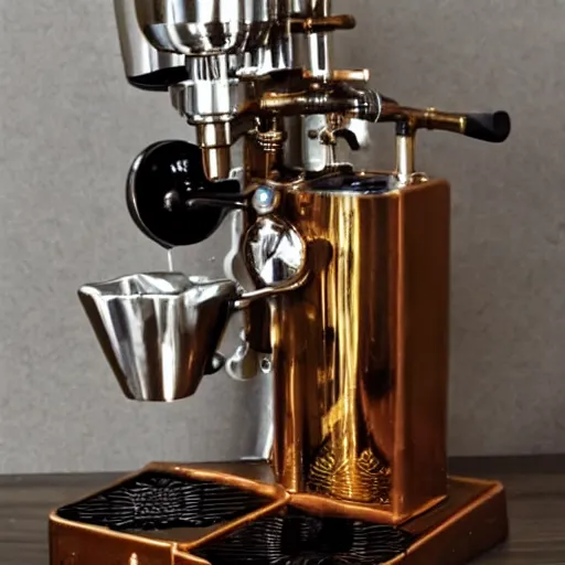 Prompt: steampunk espresso machine