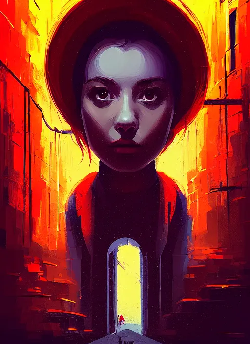 Image similar to a portrait of a pretty sewer punk young lady by alena aenami