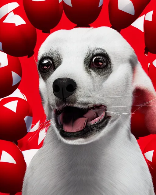 Image similar to target mascot dog bullseye happily surrounded by target logo and red balloons artistic ad campaign hd photo Leica Zeiss trending on artstation flickr