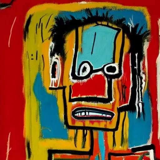 Prompt: a painting jean - michel basquiat did when he was deeply schizophrenic