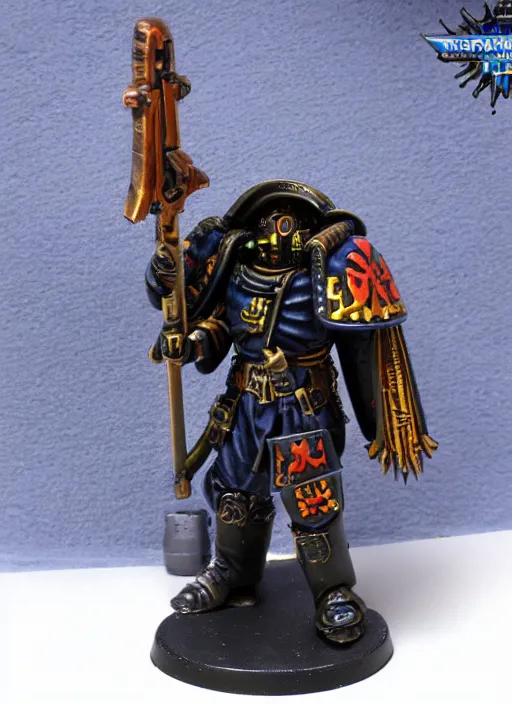 Image similar to 8 0 mm resin detailed miniature of a warhammer 4 0 k space marine grim reaper, bloody, product introduction photos, 4 k, full body,