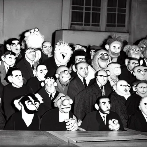 Image similar to muppets on nuremberg trial