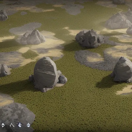 Image similar to isometric view of a small colony on a distant strange planet, unreal engine