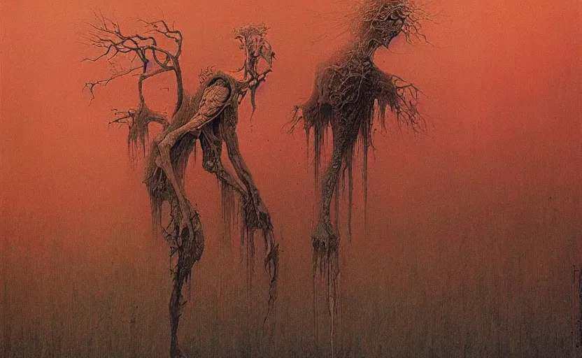 Image similar to A painting called life and death merge together, concept art by Beksinski, omnious, hihgly detailed,