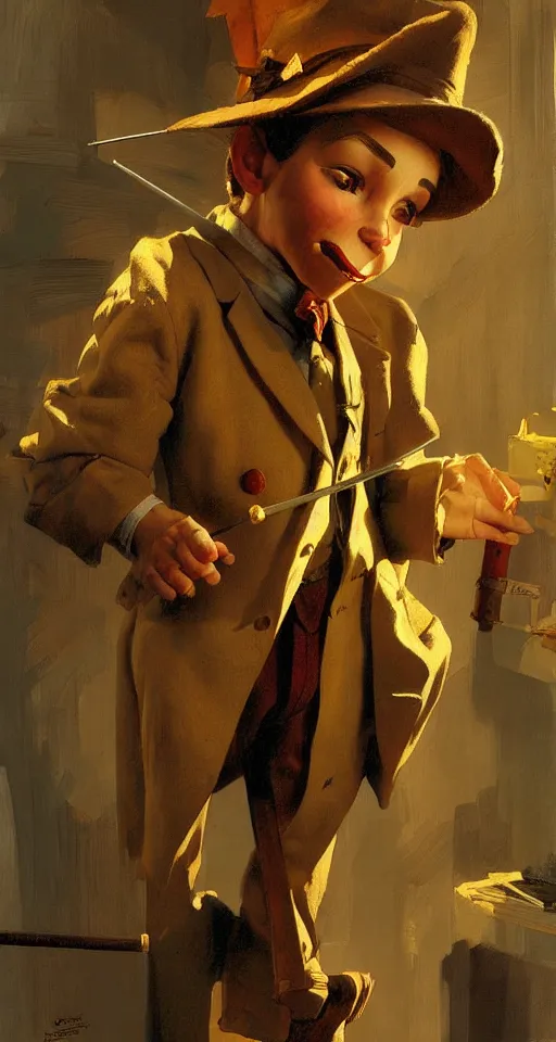 Image similar to pinocchio highly detailed painting by craig mullins, j. c. leyendecker