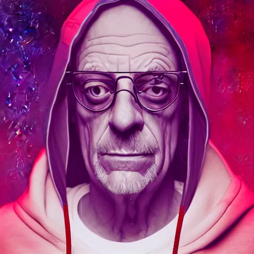 Prompt: christopher lloyd in hoodie, portrait, vaporwave, synthwave, neon, vector graphics, cinematic, volumetric lighting, f 8 aperture, cinematic eastman 5 3 8 4 film, photorealistic