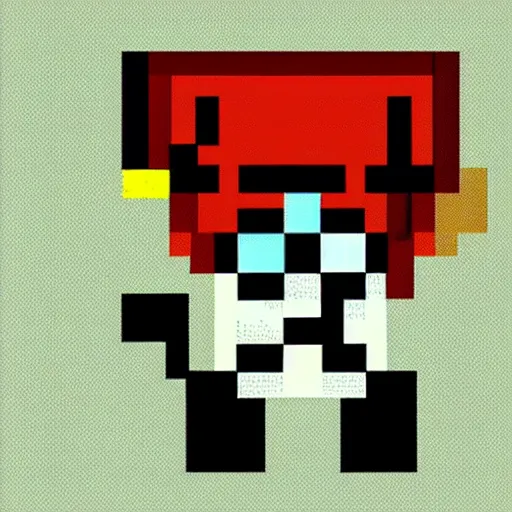 Image similar to a psychologically scary super mario, pixel art style