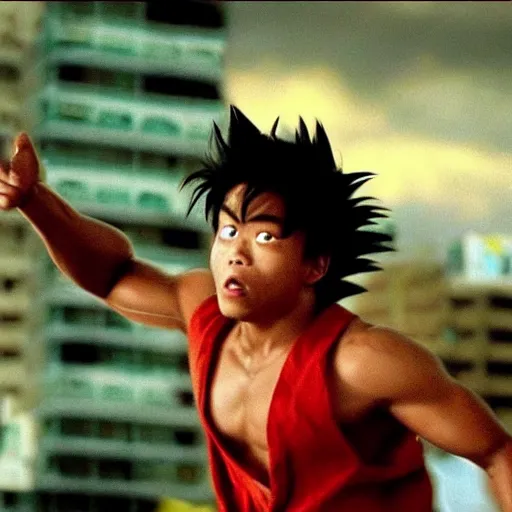 Image similar to a film still of goku in city of god(2002)