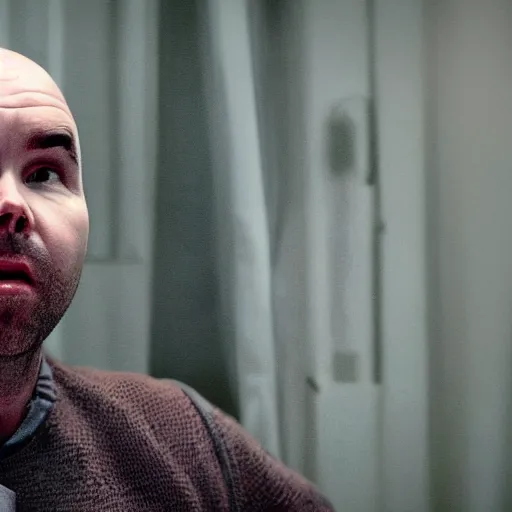 Image similar to film still from a movie featuring Karl Pilkington