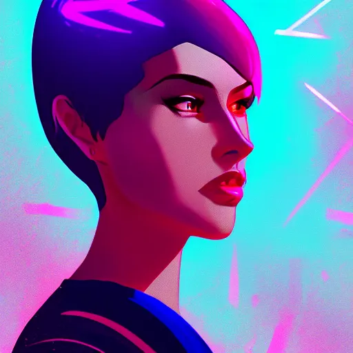 Image similar to woman, synthwave, retrowave, digital art, artstation, ilya kuvshinov