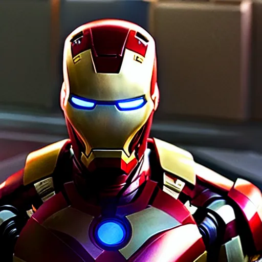 Image similar to tom cruise as iron man, cinematic lighting, 8k, marvel movie,