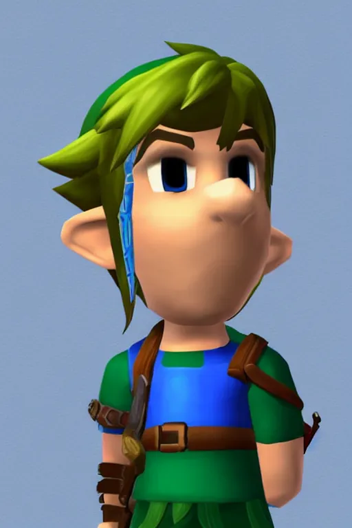Image similar to an in game portrait of link, mii art style.