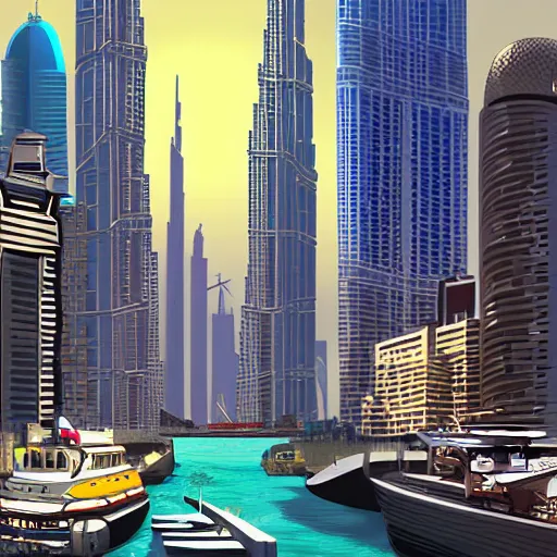 Image similar to gta : dubai, by aramaki shi nji