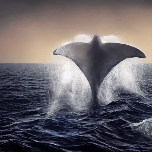 Image similar to portrait photo by national geographic and mort kunstler and annie leibovitz and monia merlo, a stunning blue whale completely covered in a long billowing flowing white sheet swimming through the ocean, backlit, 4 d, 4 k, volumetric lighting, photorealistic, light ray, hyperdetailed